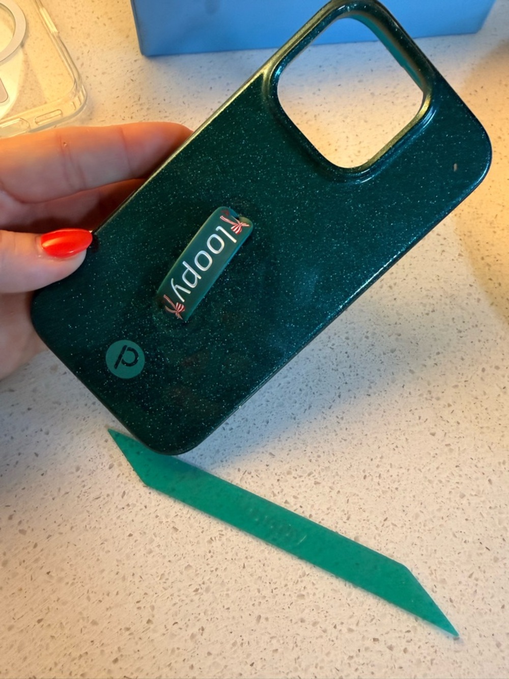 Loopy Case Teal Green Glitter Case - iPhone 16 Pro - Picture 3 of 3